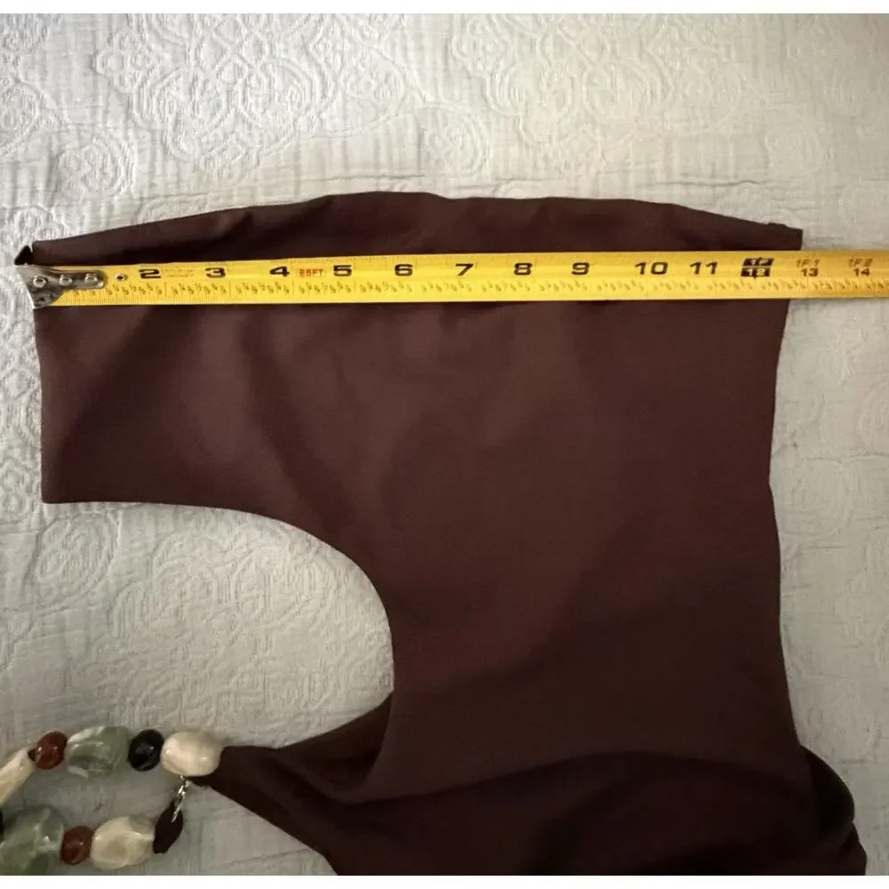 White Fox She's A Goddess Maxi Dress Chocolate Brown Sexy Cut Out Sz Small NWT - Picture 8 of 12
